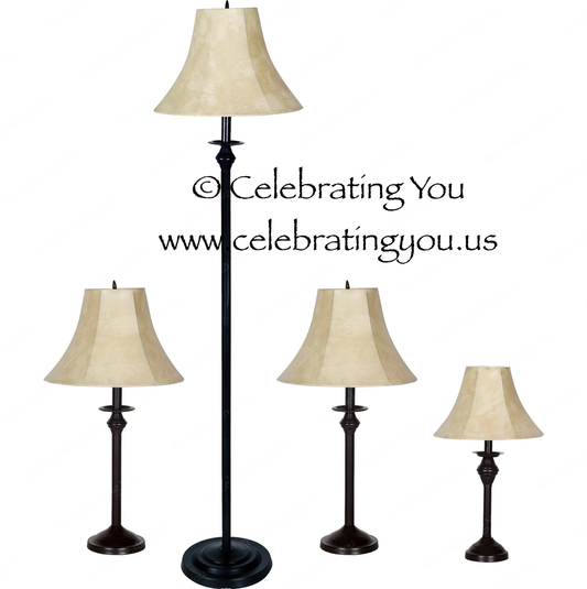 4-Piece Better Homes & Gardens Traditional Table & Floor Lamp Set | Bronze | Brand New